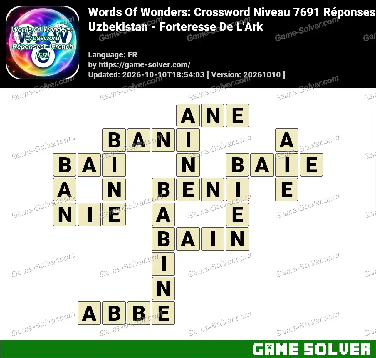 Words Of Wonders: Crossword Niveau 7691 Réponses – Uzbekistan – Forteresse De L’Ark